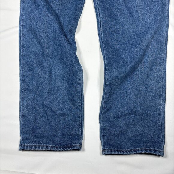 LL Bean Comfort Waist Flannel-Lined Blue Denim Jeans Winter Cold Wear Mens 38x34 - Picture 3 of 13